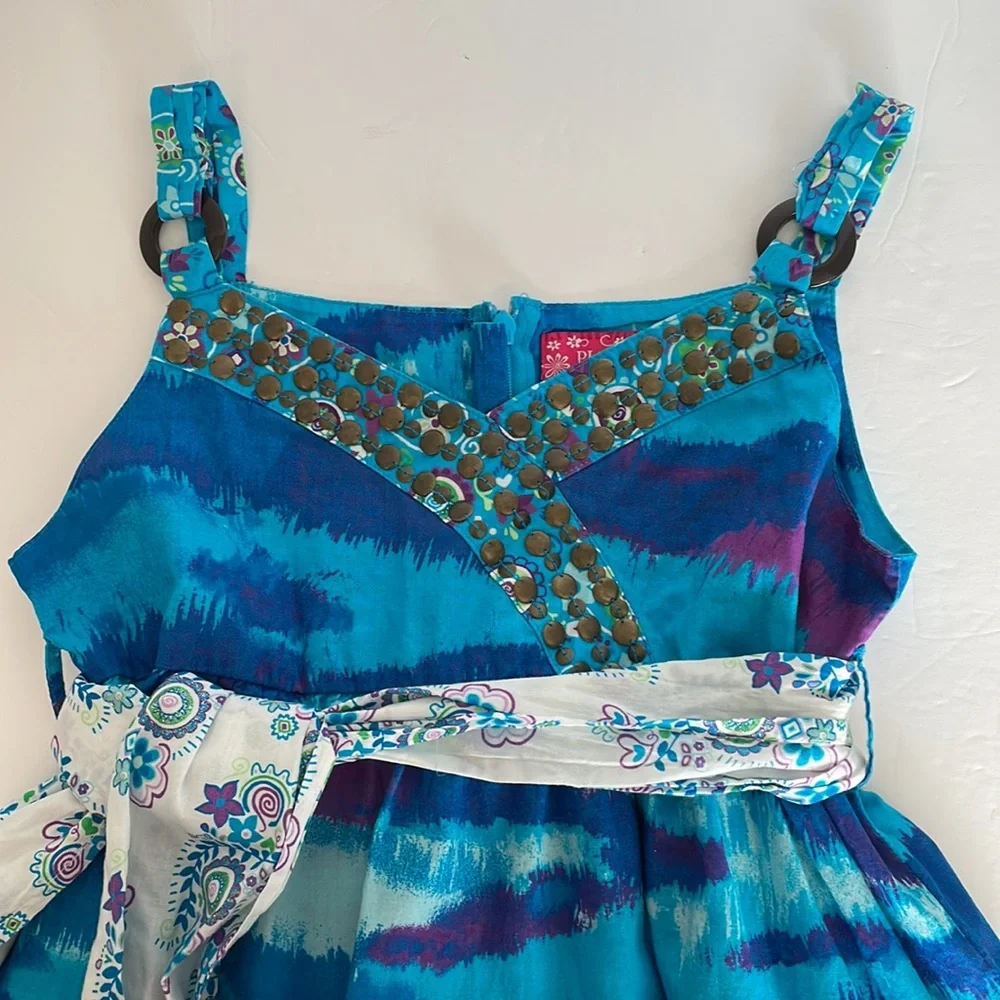 Children’s Place Beautiful blue sundress with sash  girls size 14 - Picture 4 of 15
